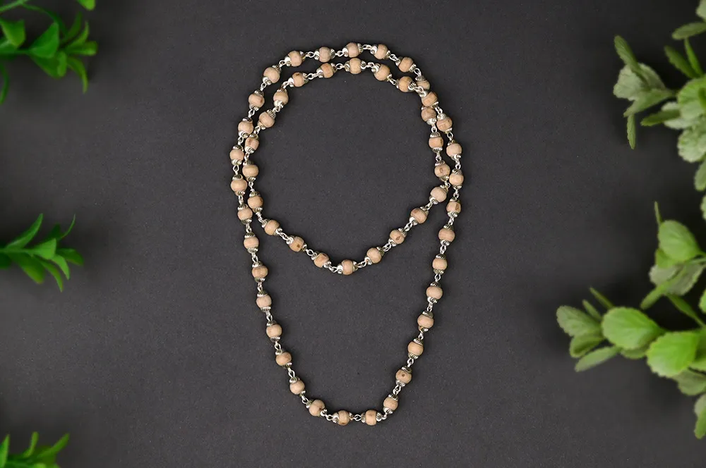 Tulsi Mala in Silver Designer Caps